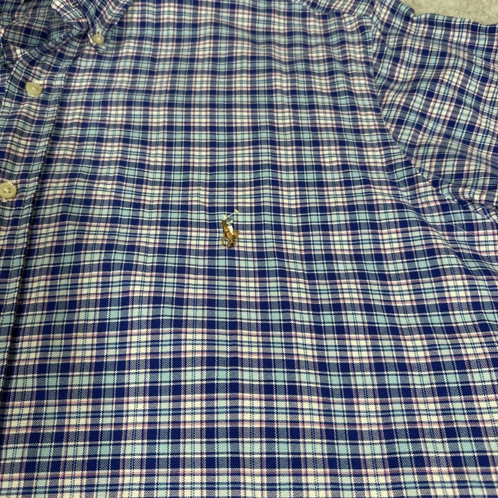 Ralph Lauren Men's 2XB Blue‎ Plaid Short Sleeve Button Down Pocket Shirt Casual